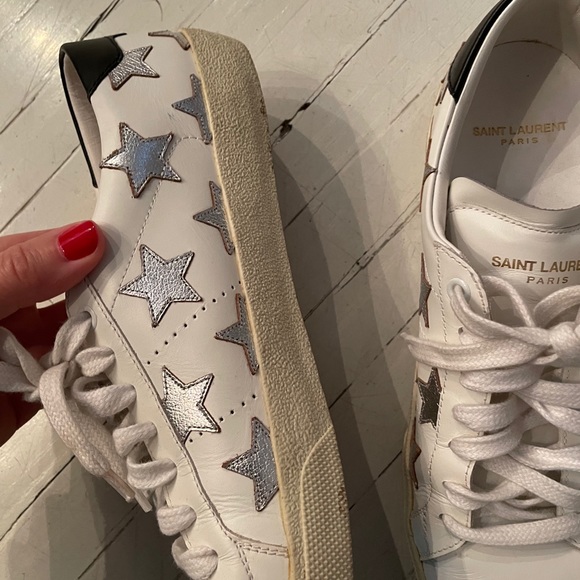 SAINT LAURENT SILVER STAR SNEAKERS - Picture 4 of 7
